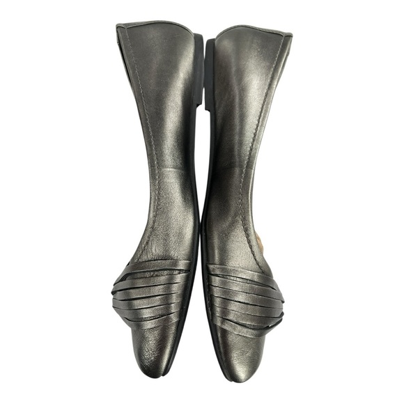 Ecco Women's Metallic Grey Slip-on Leather Flats Size EU 42 US 11-11.5 Preowned - Picture 6 of 10